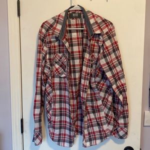 Men’s BKE standard fit plaid button-up shirt, size XL